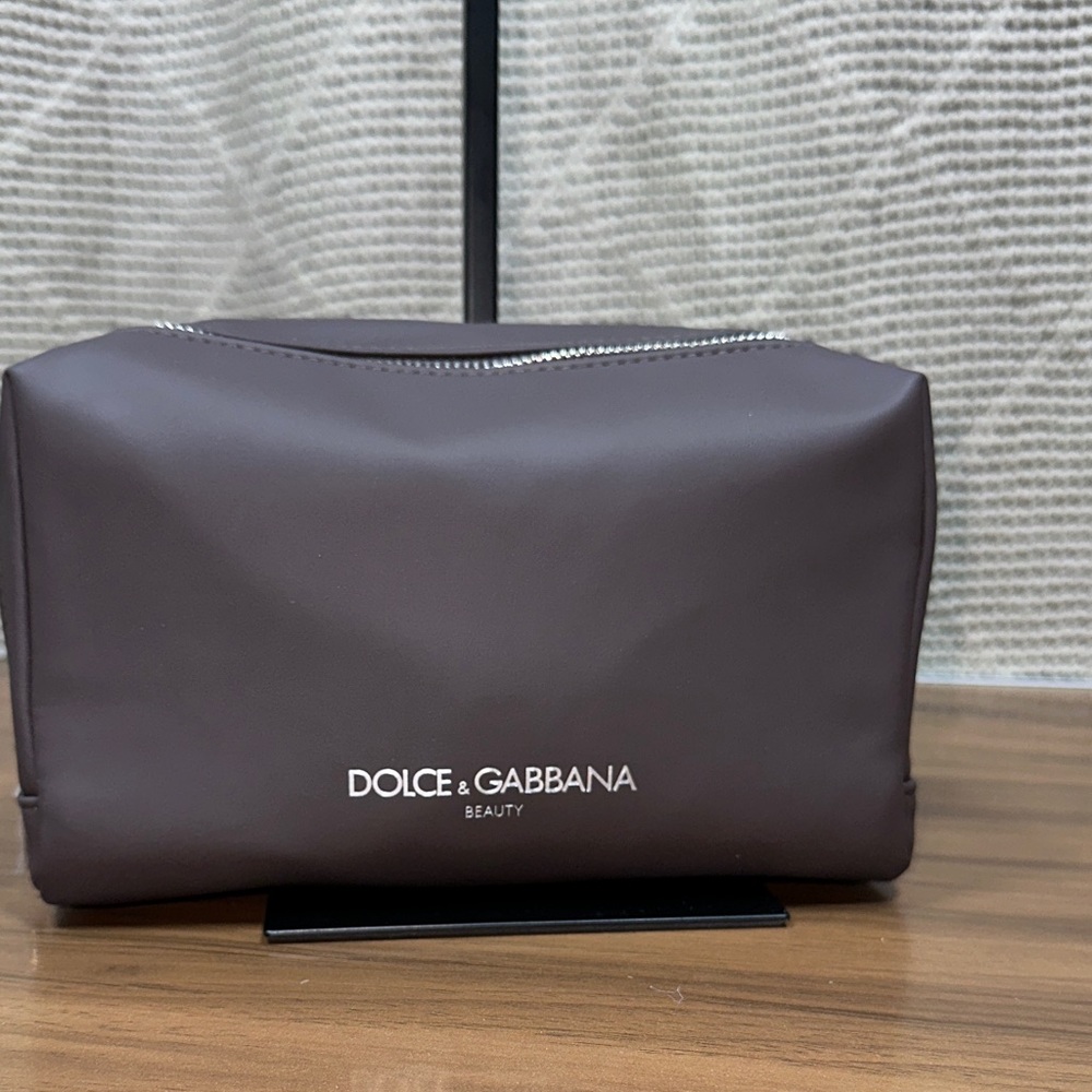 Dolce & Gabbana Chocolate Brown Zipper Toiletry Pouch